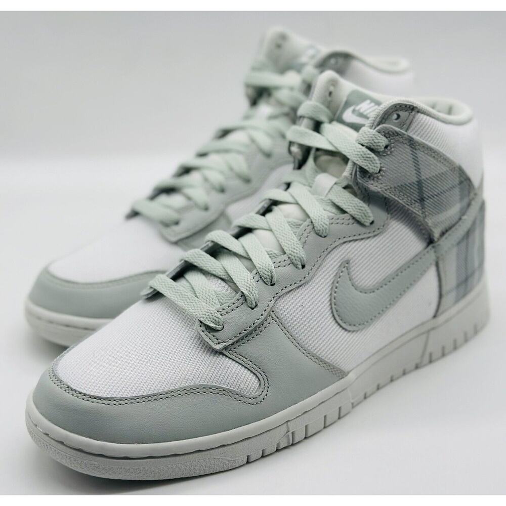 NEW Nike Dunk High SE Mint Plaid Summit White Silver DV0826-100 Mens Size Multi